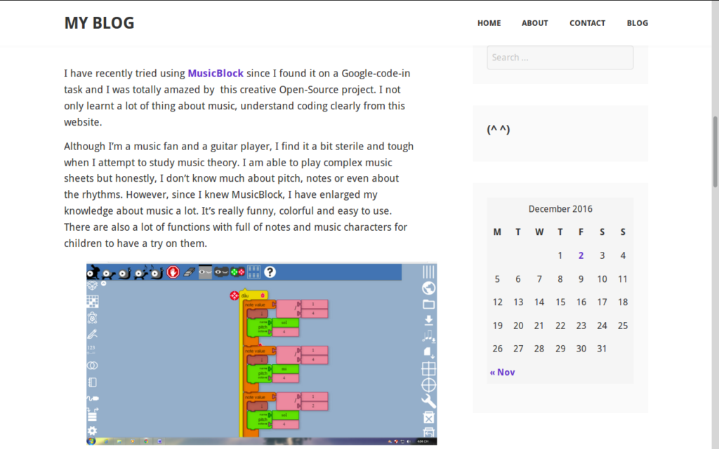 Student Blogpost on Music Blocks. https://jerry2001.school.blog/2016/12/02/musicblock-experience/