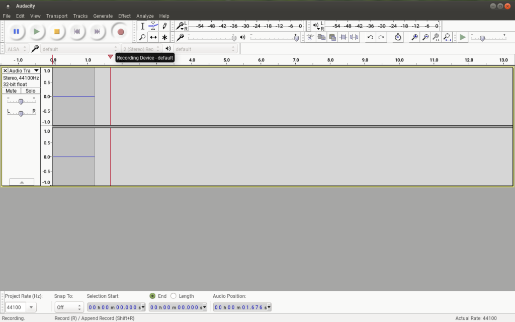 Press record in Audacity
